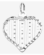 Silver Striped Heart Charm