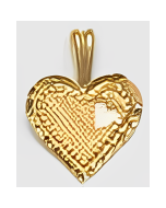 10K Yellow Gold Cute Heart in a Heart Pendant