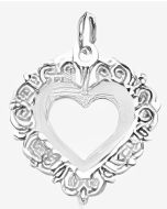 Silver Roses Heart Charm