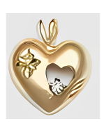 10K Yellow Gold Concaved Double Heart with C.Z Pendant