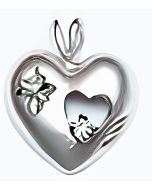 Silver Concaved Double Heart with C.Z Pendant