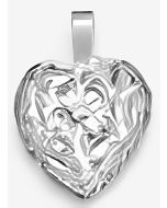 Silver 3D Double Sided Flowers in a Heart Pendant