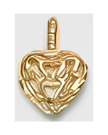 10K Yellow Gold 3D Double Sided Hearts on Hearts Pendant
