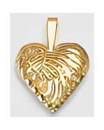 10K Yellow Gold 3D Double Sided Heart Pendant