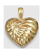 10K Yellow Gold 3D Double Sided Heart Pendant