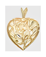 10K Yellow Gold Flower Heart Pendant