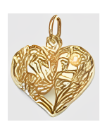 10K Yellow Gold Floral Heart Pendant