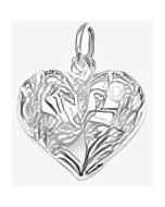 Silver Floral Heart Pendant