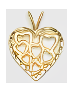 10K Yellow Gold Multiple Hearts in Heart Pendant