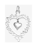 Silver Floral Double Heart Pendant