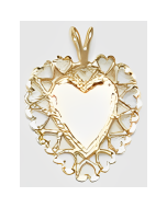 10K Yellow Gold Super Fancy Hearts on Hearts Pendant