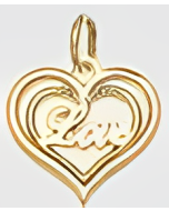 10K Yellow Gold Cute  "Love" Heart Pendant