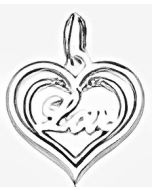 10K White Gold Cute "Love" Heart Pendant