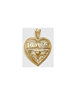 10K Yellow Gold Retro "Love" Heart Pendant