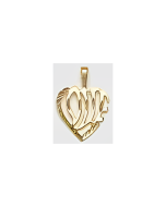 10K Yellow Gold Stretched Out "Love" Heart Pendant