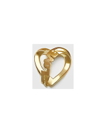 10K Yellow Gold Floating "Love" Heart Pendant