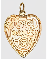 10K Yellow Gold Fun "Happy Anniversary" Heart Pendant