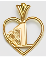 10K Yellow Gold Heart "#1" Pendant