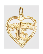 10K Yellow Gold  "Sweet 16"  Heart Pendant