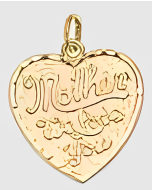 10K Yellow Gold Fancy Heart "Mother We Love You" Pendant