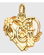 10K Yellow Gold Floral Heart "#1 Mom" Charm