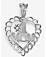 Silver "#1 Mom" Heart Pendant