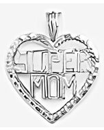 Silver "Super Mom" Heart Pendant