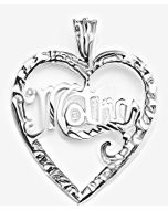 Silver Large Heart "Mother" Pendant