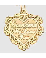 10K Yellow Gold Elegant "Grandma We Love You" Heart Pendant