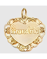 10K Yellow Gold Elegant "Grandma" Heart Charm