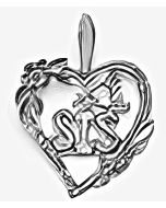 Silver Floral  "Sister"  Heart Pendant