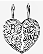 Silver Breakable Heart "Best Friend" Pendant