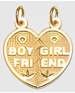 10K Yellow Gold Breakable Heart "Boy, Girl, Friend" Charm