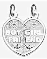 Silver Breakable Heart "Boy, Girl, Friend" Charm