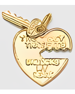 10K Yellow Gold Heart "The Key That Fits Unlocks My Heart" Charm
