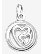 Silver Mini Double Heart in a Circle Charm