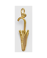 10K Yellow Gold 3D Closed Umbrella Pendant