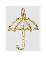 10K Yellow Gold 3D Open Umbrella Pendant