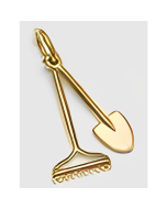 10K Yellow Gold 3D Rake & Spade Charm