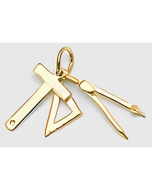 10K Yellow Gold 3D T Square, Set Square & Compass Charm