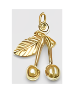 10K Yellow Gold 3D Cherries Charm