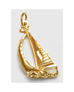 10K Yellow Gold 3D Sailboat Pendant