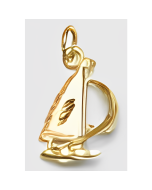 10K Yellow Gold 3D Sailboat Pendant