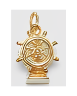 10K Yellow Gold 3D Ship Wheel Charm