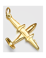 10K Yellow Gold 3D Dash 8 Airplane Charm