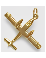 10K Yellow Gold 3D Piper Aztec Airplane Charm