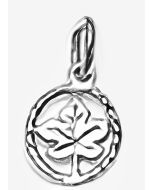 Silver Mini Circle Maple Leaf Pendant