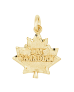 10K Yellow Gold "I Am Canadian" in Maple Leaf Charm