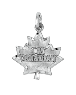 Silver "I Am Canadian" in Maple Leaf Charm