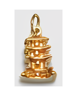 10K Yellow Gold 3D Pagoda Charm